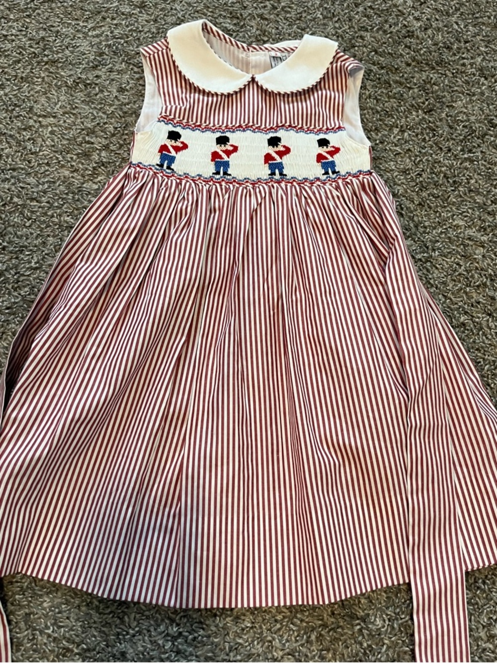 Girls smocked soldiers dress size 3 red stripes toddler